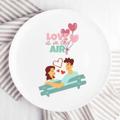 Couple’s Delight Love Couple Theme Ceramic Multicolor Wall Plate with Table Stand | 11 inches