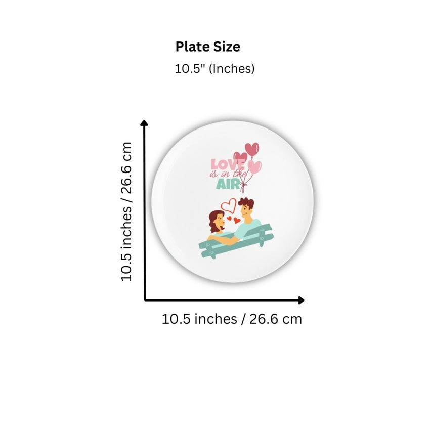 Couple’s Delight Love Couple Theme Ceramic Multicolor Wall Plate with Table Stand | 11 inches