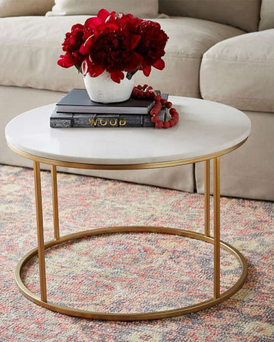 Round Marble Metal Coffee Table