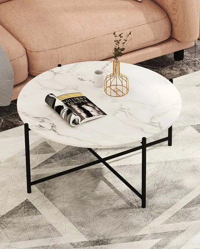 Black Cross Leg Metal Coffee Table