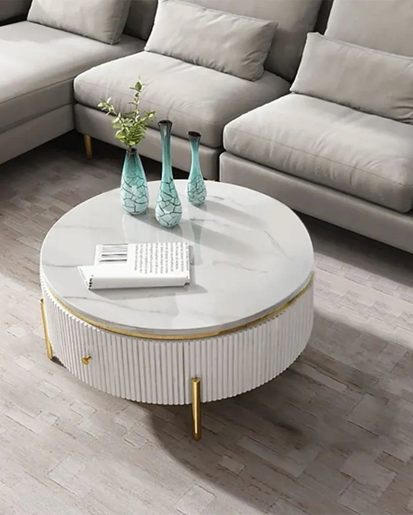 Belly Modern Round Storage Coffee Table | 30 x 19 inches