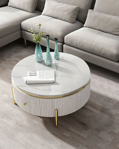 Belly Modern Round Storage Coffee Table | 33 x 19 inches