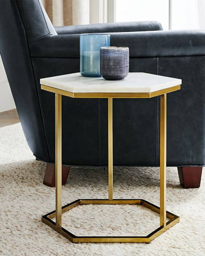 Hexagon Marble Accent Table