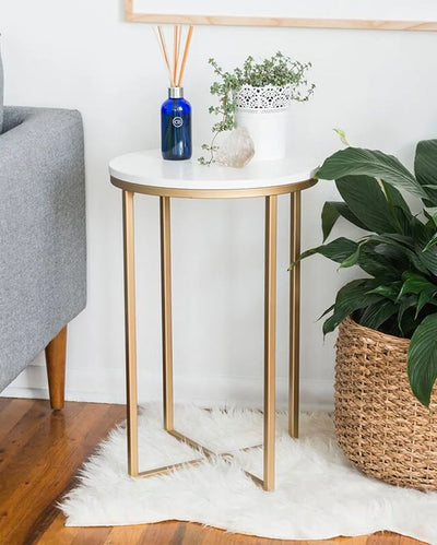 Round End Marble Side Table