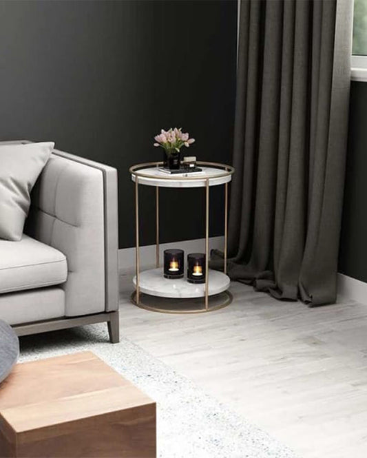 Gold Two Layers Marble Side Table