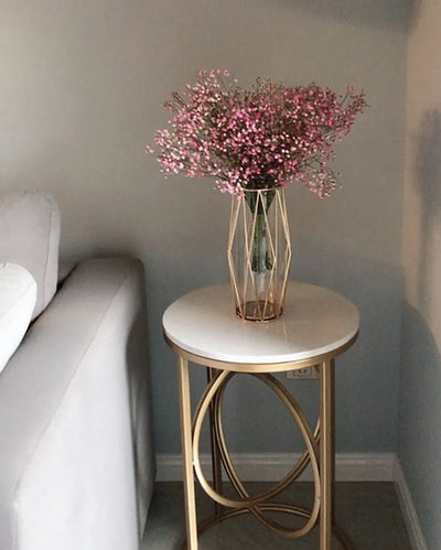 Marble Top White Round End Table