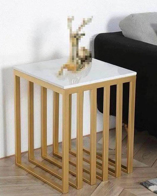 Gold Metallic Cube Side Table