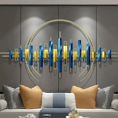 Blue & Gold Abstract Metal Wall Art