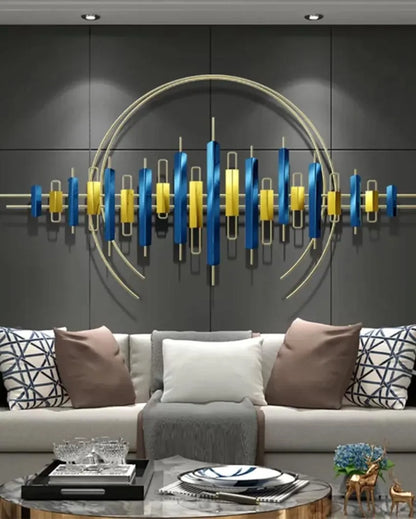 Blue & Gold Abstract Metal Wall Art