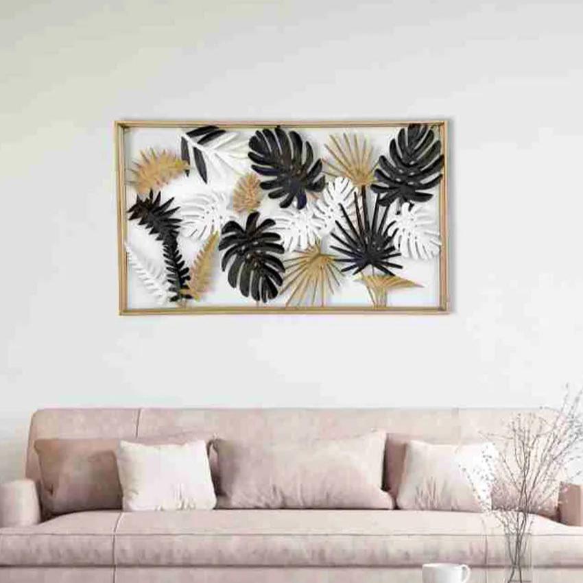 Monstera Leaves Frame Wall Decor Metal Wall Art