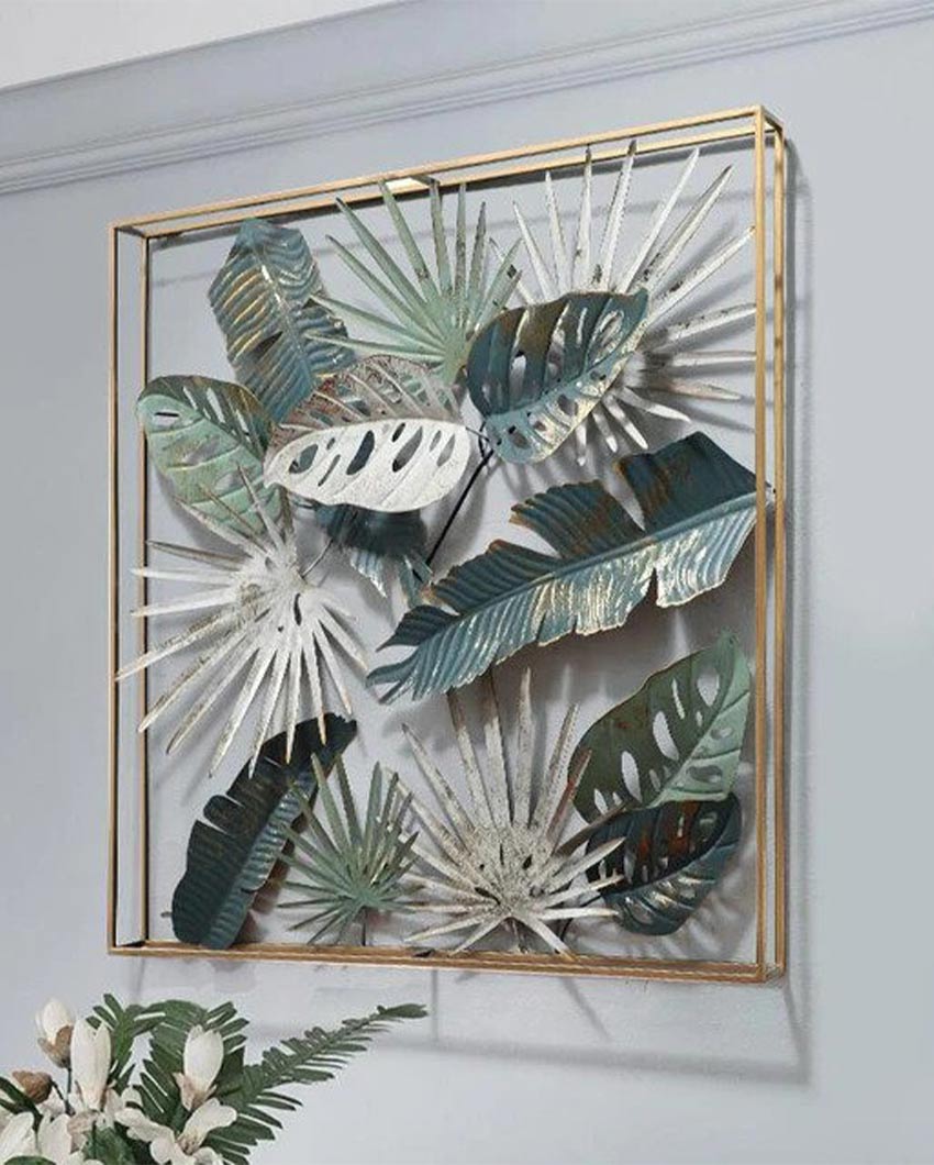 Elaeagnus Angustifolia And Lupin Leaves Frame Metal Wall Art