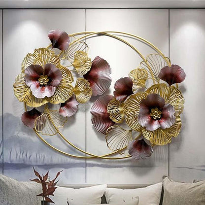 Red Floral Metal Wall Art