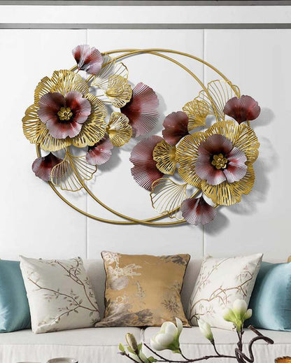 Red Floral Metal Wall Art