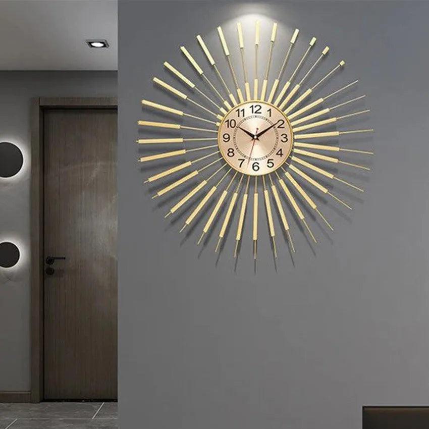 Golden Sun Metal Wall Clock