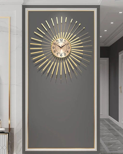 Golden Sun Metal Wall Clock