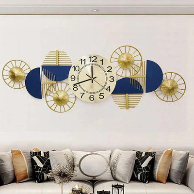 Yulia Blue & Golden Metal Wall Clock