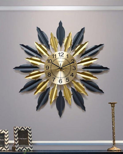 Black And Golden Designer Metal Wall Clock