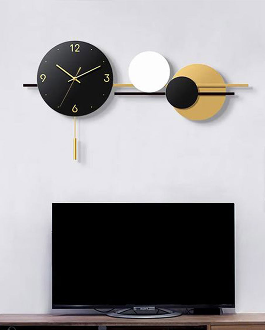Nexus Black And Golden Circle Metal Wall Clock