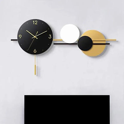 Nexus Black And Golden Circle Metal Wall Clock