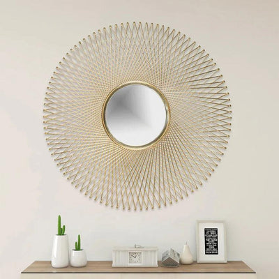 Golden Wire Metal Wall Mirror