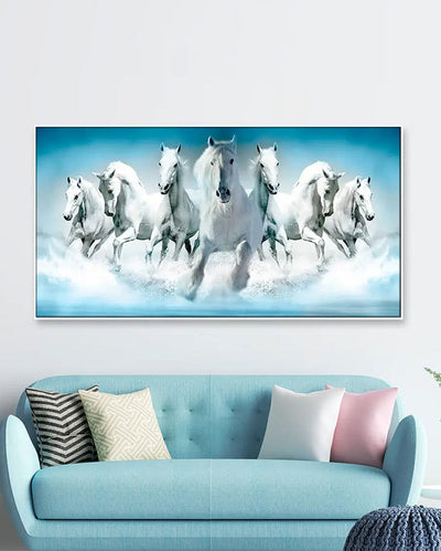 Seven White Horses Wall Painting