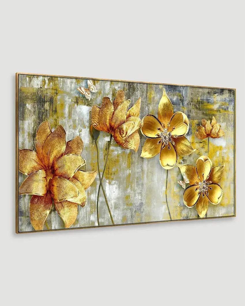 Golden Bloom Wall Painting