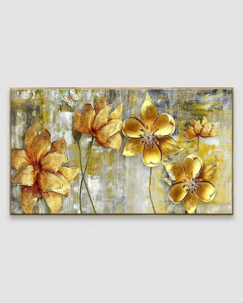 Golden Bloom Wall Painting