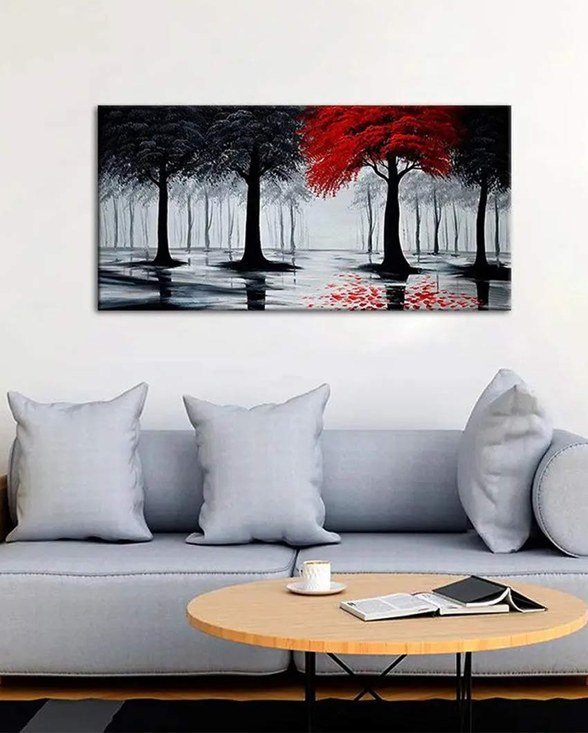 Red Tree Of Contrast Wall Painting