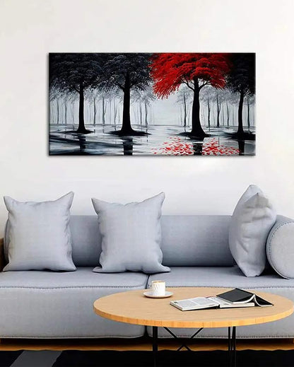 Red Tree Of Contrast Wall Painting