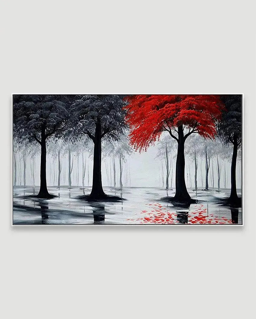 Red Tree Of Contrast Wall Painting