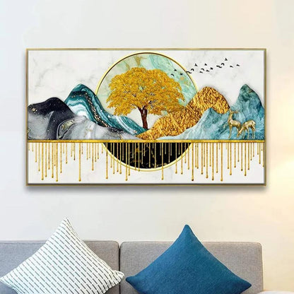 Golden Tree Wall Painting