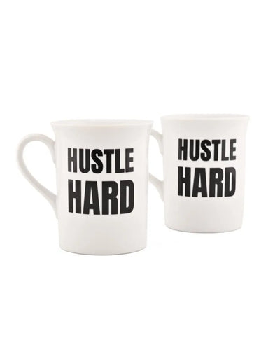 Hustle Hard Porcelain Coffee Mugs | Set Of 2