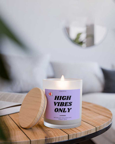 High Vibes Only Valentine’s Lavender Soy Wax Candle | 3 x 4 inches | 200ml