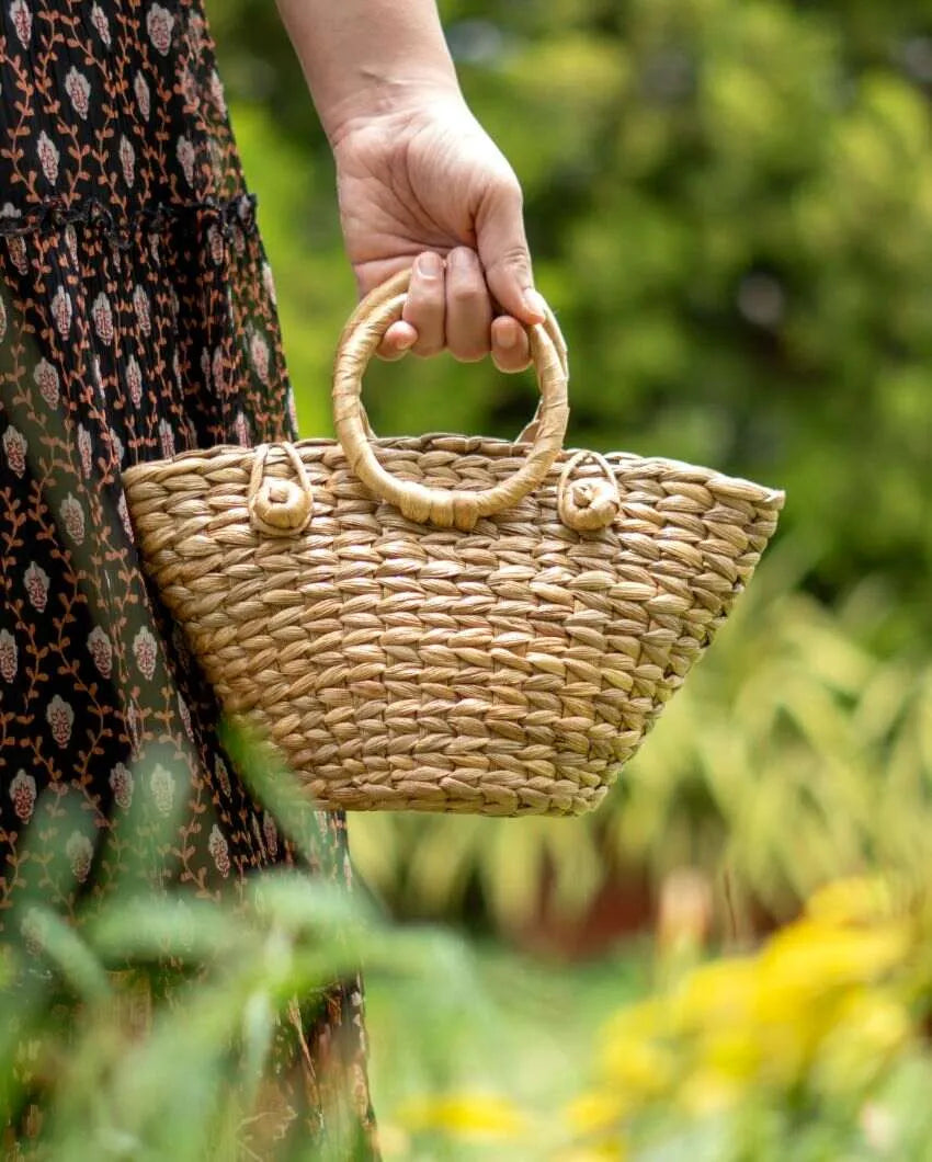 Natural Water Hyacinth Handcrafted Mini Tote Bag