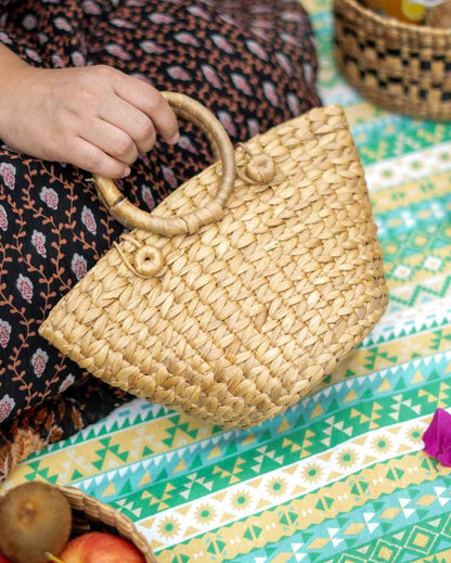 Natural Water Hyacinth Handcrafted Mini Tote Bag