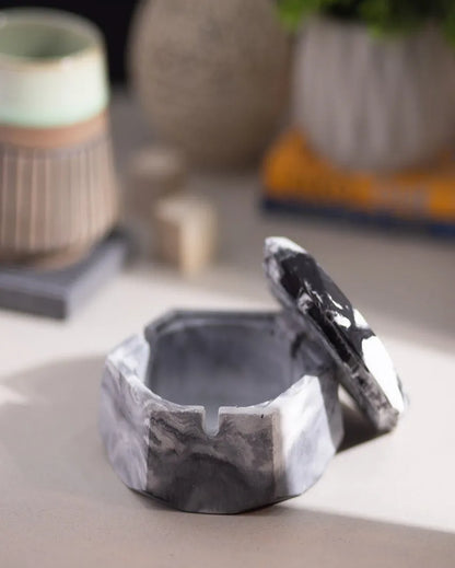 Modern Sleek Style Hextray Concrete Ashtray | 6 x 6 x 2 inches