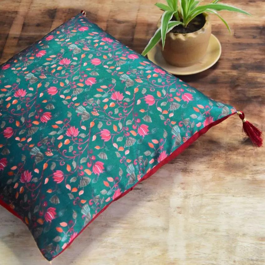 Gleaming Blended Silk Cushion Cover | 16 x 16 inches