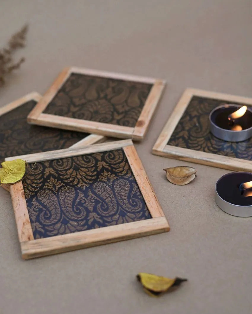 Stylish Blended Silk Coasters | Set of 4 | 4 inches