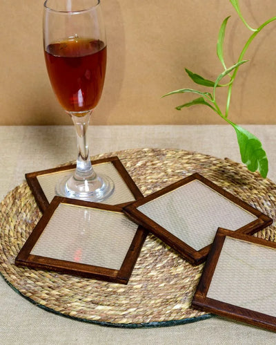 Elegant Blended Silk Coasters | Set of 4 | 4 inches