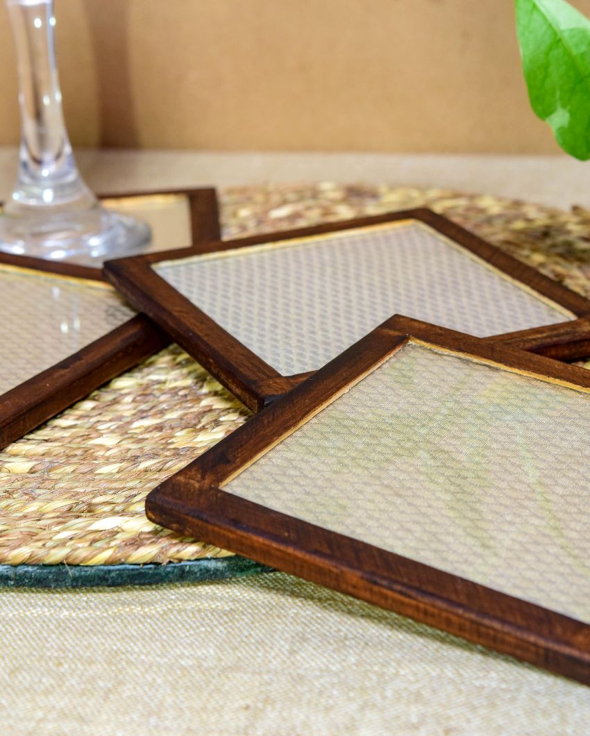 Elegant Blended Silk Coasters | Set of 4 | 4 inches