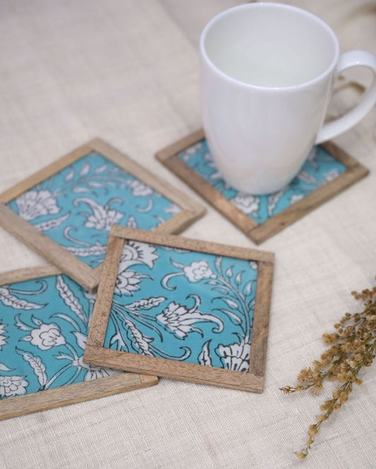Vintage Cotton Coasters | Set of 4 | 4 inches