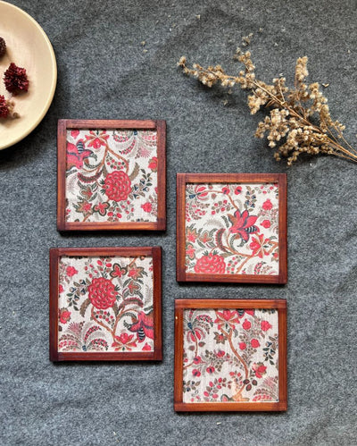 Elegant Blended Silk Coasters | Set of 4 | 4 inches