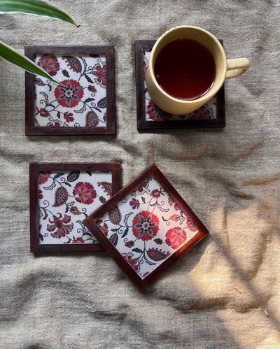 Exquisite Blended Silk Coasters | Set of 4 | 4 inches