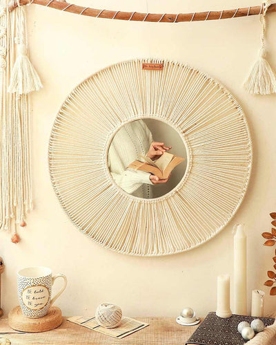 Boho Handwoven Cotton Frame Mirror