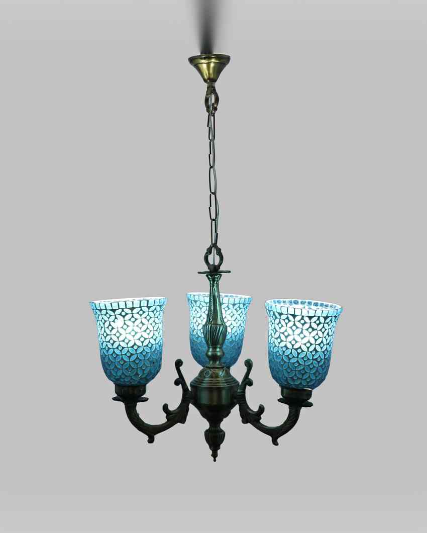 Elegant Ceiling Three Decorative Glass Lamp Shade Chandelier  | 19 x 19 x 17 inches