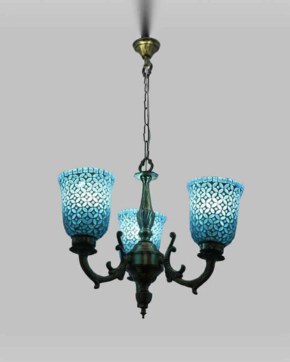 Elegant Ceiling Three Decorative Glass Lamp Shade Chandelier  | 19 x 19 x 17 inches