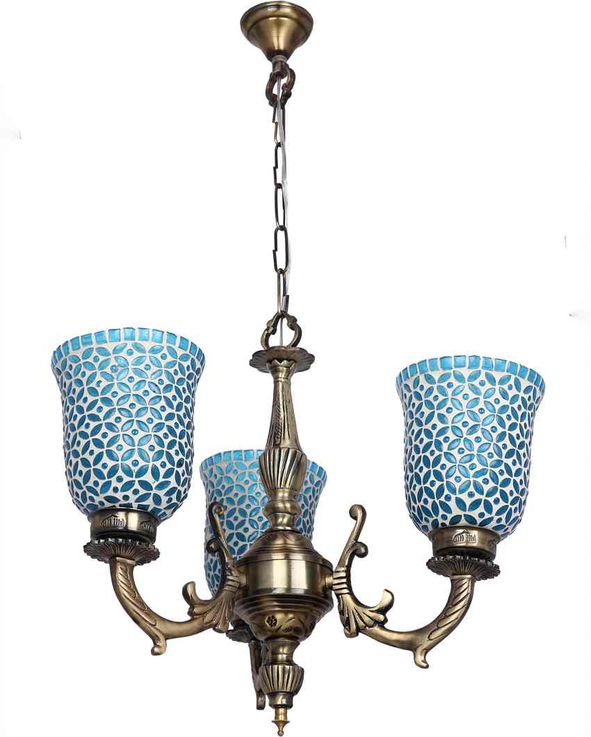 Elegant Ceiling Three Decorative Glass Lamp Shade Chandelier  | 19 x 19 x 17 inches