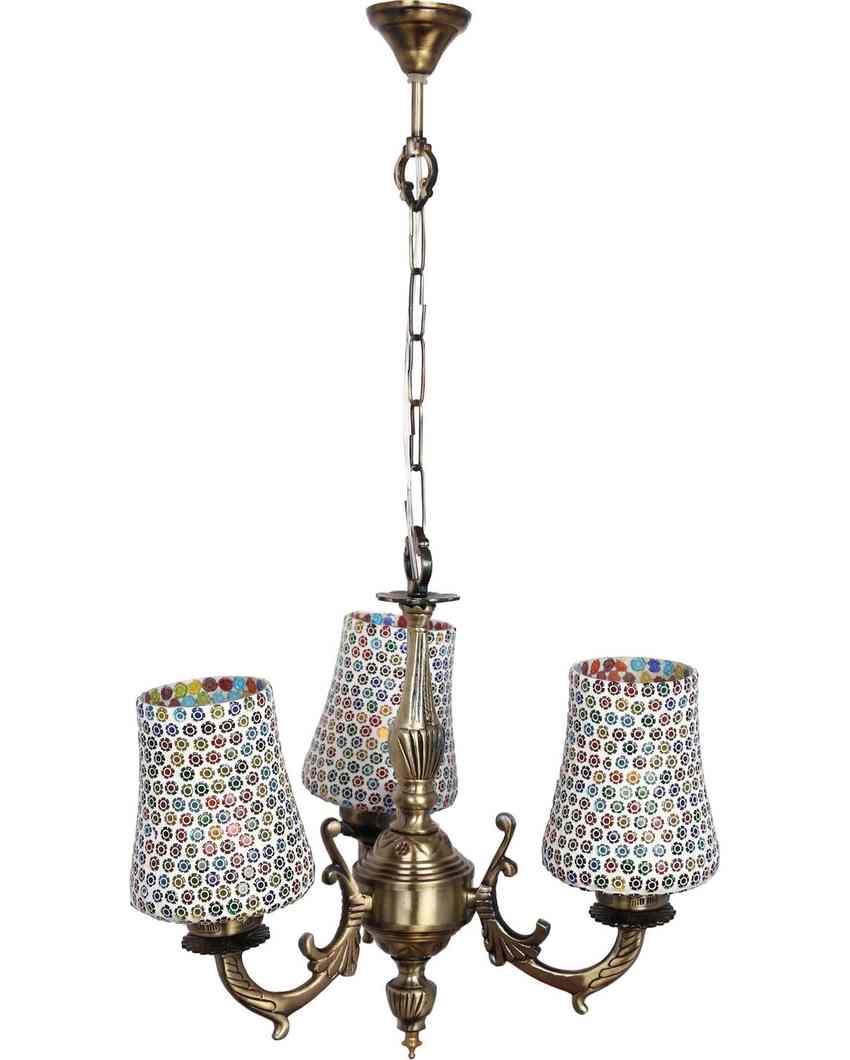 Sleek Ceiling Three Decorative Glass Lamp Shade Chandelier  | 19 x 19 x 17 inches