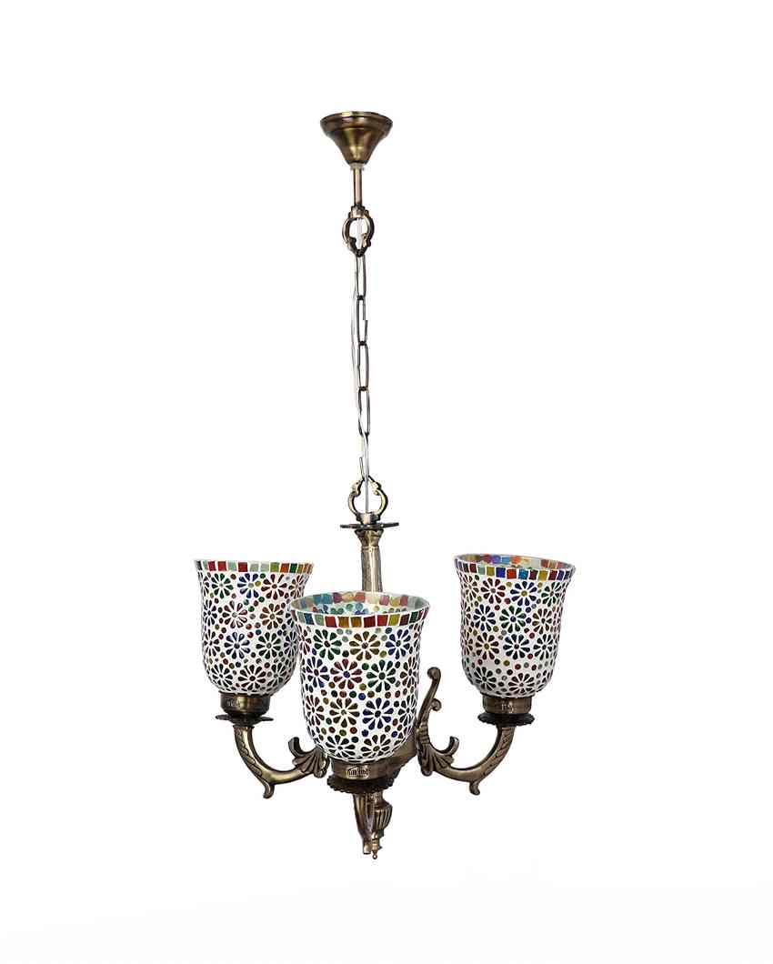 Stylish Ceiling Three Decorative Glass Lamp Shade Chandelier  | 19 x 19 x 17 inches