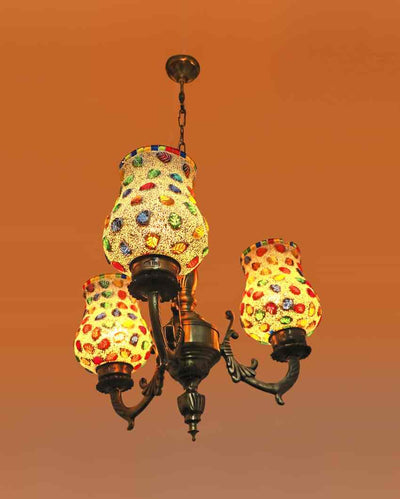 Luxurious Ceiling Three Decorative Glass Lamp Shade Chandelier  | 19 x 19 x 17 inches